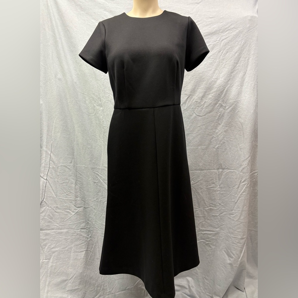 Ann Taylor Black (Slight) A-line Midi Dress with Short Sleeves